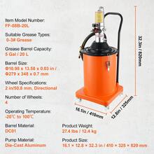 Grease Pump, 5 Gallon 20L, Air Operated Grease Pump With 13 Ft High Pressure Hose And Grease Gun, Pneumatic Grease Bucket Pump With Wheels, Portable Lubrication Grease Pump 50:1 Pressure Ratio - 5 Gallons - View 11