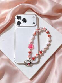 1 Peça Cordão de Telefone com Flor de Pérola e Contas para Mulheres, Encanto de Telefone Feito à Mão com Contas, Alça de Telefone, Corrente Anti-Perda para CD/Câmera, Pingente de Bolsa, Chaveiro, Pode Ser Usado Como Presente - Multicolorido - Visão 2