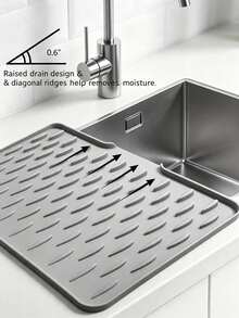 Non-Slip Kitchen Drain Mat, Multi-Functional Drain Mat With Built-In Drainage Design, Heat-Resistant And Easy To Clean, Suitable For Countertops, Sinks, Refrigerators, Keeps Kitchen Dry, Kitchen Storage - Multicolor - View 4