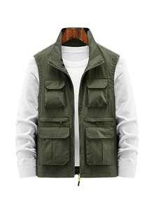 Men's Spring/Autumn Lightweight Outdoor Workwear Multi-Pocket Tactical Vest Jacket - Army Green - View 2