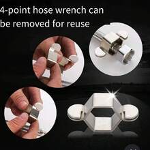 1/4" Hose Wrench Set (4pcs) | Faucet Valve Tools | Detachable Hex Hose Wrench | Reusable Handheld Sprayer For Bathroom | Water Control Accessories - 4 Items (2 Pairs) - View 8