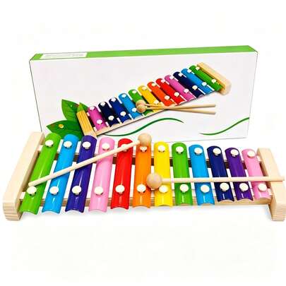 1 Pieza Xilófono de Madera de 12 Notas, Juguete Musical Infantil con Baquetas, Instrumento Didáctico para Niños +3 Años