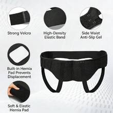 1pc Hernia Belt For Men And Women, Hernia Support Truss For Single/Double Inguinal, Adjustable Waist Strap With 2 Removable Compression Pads - Black - View 10