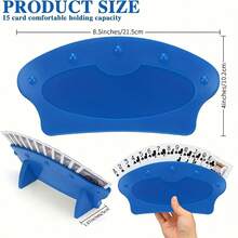 Plastic Hands-Free Card Holder, Fan-Shaped Desktop Card Holder, Card Holder, Suitable For Family Card Games And Gatherings - Blue - View 1