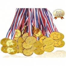 Gold Plastic WINNER Medals For Adult Competitions, Red Blue White Striped Lanyard Design, Sports Games Ball Games Team Building Party Event Prizes, Party Basket Filler Decoration, Multi-Specification 10/20/30pcs Event Commemorative Gift Pack - Multicolor - View 11