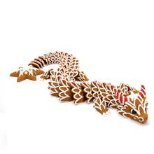 3D Printed Fully Articulated Christmas Gingerbread Dragon Figurine, 3D Icing Texture, Snowflake Decorated Dragon Tail, Desktop Home Atmosphere Decor, Stress Relief Toy, Niche Christmas New Year Gift Collectible Ornament - Multicolor - View 8