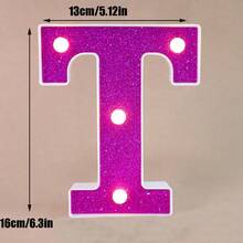 1pc 16cm Purple LED Letter Light, Alphanumeric Night Light, Battery Powered LED Light, Light‑Up Number Sign For Anniversary, Birthday Party Decoration, Wedding Background Decoration, Christmas And Halloween Party Home Bedroom Night Light. - Purple - View 33