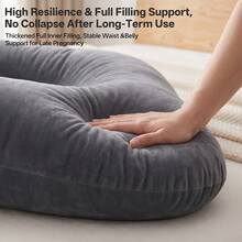 AVXLRQ Cooling U-Shaped Pregnancy Pillow, Full Body Support Maternity Pillow, Removable Polyester Pillowcase, Machine Washable, Soft And Comfortable - Beige - View 5