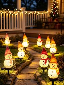 1PC Christmas Outdoor Solar Powered Snowman Ground Stake Light, Lawn Light, Decorative Garden Atmosphere Yard Ground Stake Landscape Decoration Light Suitable For Garden, Lawn, Pathway, Night Scene Lighting Yard Atmosphere Decoration - Multicolor - View 5