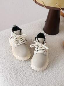 1 Pasang Sepatu Bot Sol Lembut Model Baru untuk Anak Laki-laki, Nyaman dan Modis - Krem - View 4