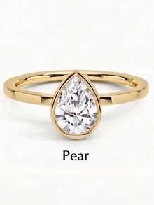 MOUSHEENIA Classic 1ct/2ct/3ct Multi-Shape Moissanite Bezel-Set Engagement Ring 925 Sterling Silver 18K Gold Plated Single Stone Women's Delicate Wedding Band - Yellow Gold - View 20