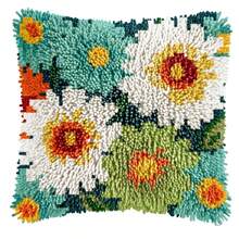 1PC 2D Flat Latch Hook Kit. Includes Mesh Printed Base, Colored Thread & Crochet Hook (No Pillow Core). Perfect For Handmade DIY Creation & Home Decor. Simple Flowers. For Home Decor Lovers. 43x43cm/17x17in. Perfect For Giving As A Holiday Gift - Simple Flowers - View 14