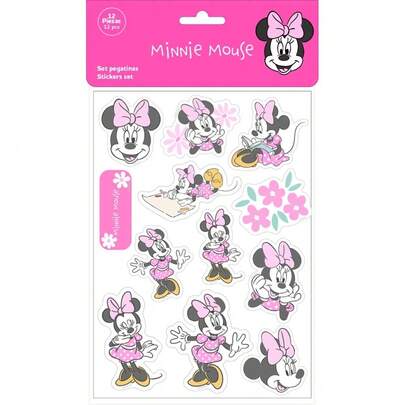 Safta Disney Minnie Mouse Minty Sticker Set, Blister Pack With 12 Stickers And 12 Different Designs, Children's Stickers For Back To School, Crafts And School Decoration, Measures 10.5x14.8 Cm