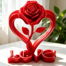 Best-Selling 2D Printed Red Rose Heart-Shaped Ornament, Creative Valentine's Day Gift For Wife, Lover, Girlfriend - B - View 4