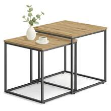 Aseto Set Of 2 Rectangular Coffee Tables Nesting Side End Table Wood Large & Small Nightstand Bedside Board Unit Desk Furniture Decor Living Room Bedroom Home Office Apartment Center Tea Tray Stackable Dual Countertop Multi Color - Aristan - View 7