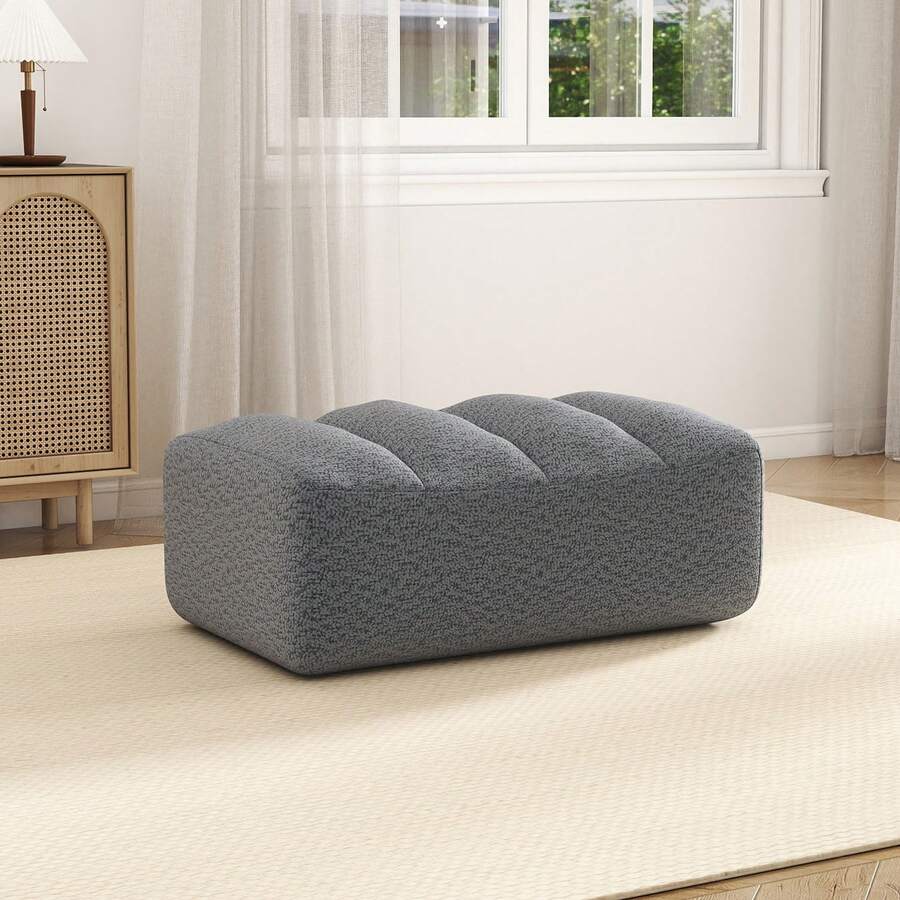 Grey Granular Ottoman - Comfortable And Stylish - 灰色 - 查看 1
