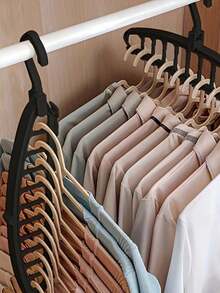 1pc 11-Hole Magic Folding Clothes Hanger Storage Rack, Multi-Functional Non-Slip Plastic Portable Hanging Clothes Closet System, Closed Storage Capacity 3.2 Cubic Feet, Lightweight - Multicolor - View 3