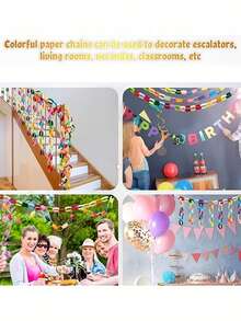 300/100pcs Colorful Glossy Paper Chain DIY Craft Materials, Suitable For Back To School, Birthday, Wedding, Baby Shower Party Ribbons, Classroom Crafts, Origami Stars And Gift Wrapping, Easy To Use Decorative Strips, 1 Roll Of Tape - View 11