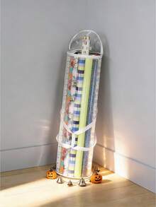 PVC Gift Wrapping Paper Storage Bag, Large Capacity And Space-Saving, With Top And Side Handles, Suitable For Storing Christmas, Birthday, Wedding And Holiday Party Gift Wrapping Paper, Designed For Craft Enthusiasts And Gift Wrapping Experts - Multicolor - View 4