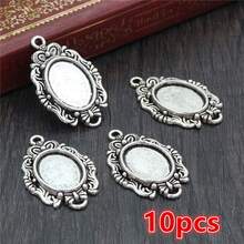 10pcs 10x14mm Inner Size Antique Silver Plated Bronze Classic Flower Style Cameo Cabochon Base Setting Pendant Necklace Findings - 10x14mm - View 6