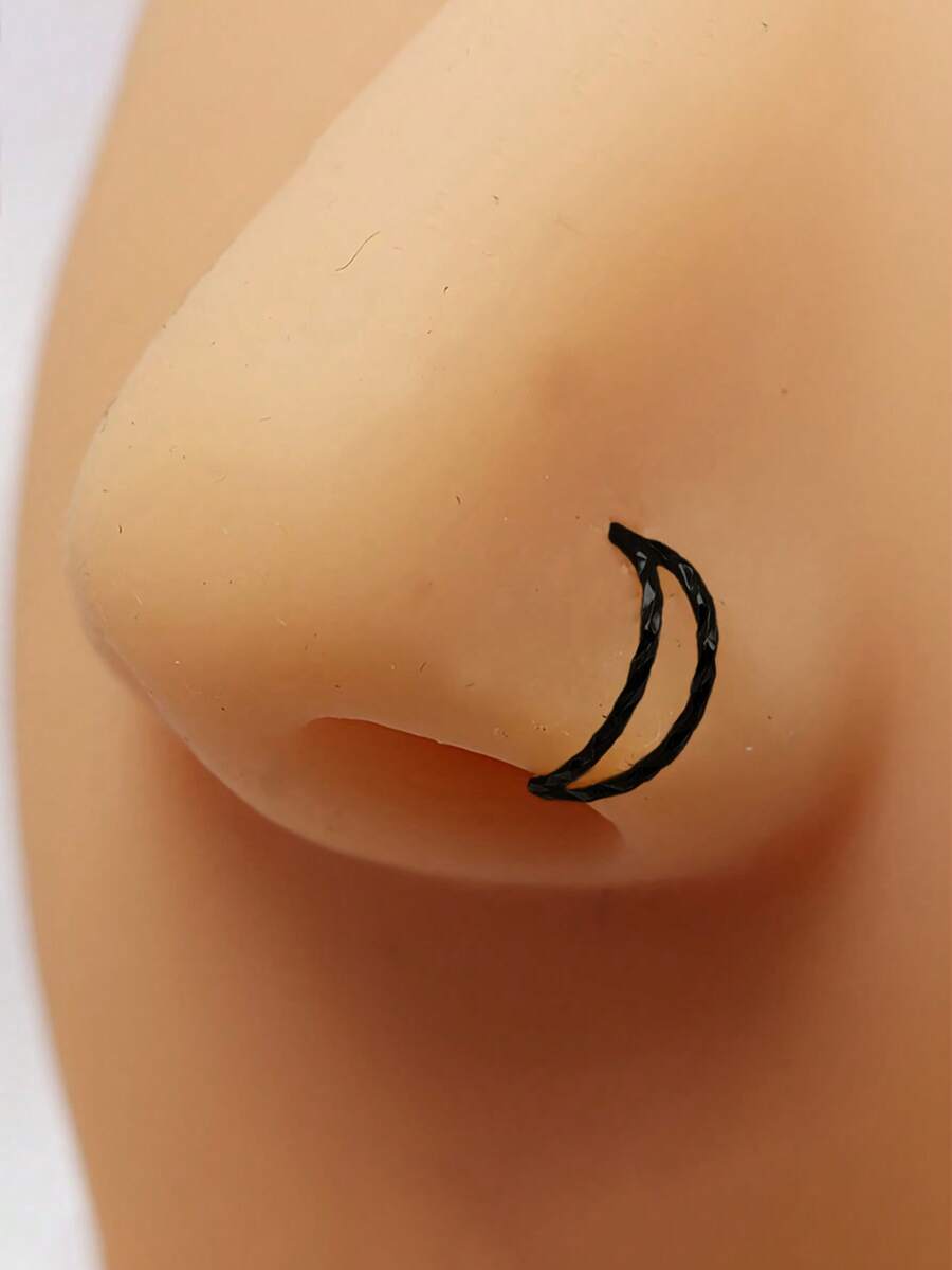1件極簡風鼻環，適合女性，完美適用於婚禮、訂婚、週年紀念、派對、情人節及其他場合 - 黑色 - 查看 1