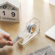 1pc Transparent Solid Acrylic Tape Dispenser, Modern Minimalist Style, With Sharp Metal Cutting Blade, Hollow Structure, Desktop Washi Tape Cutter Office Stationery Storage Rack - Tape Cutter - View 5