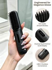 2000mAh Wireless Electric Hair Straightening Comb, Rechargeable Travel Size Straightening Comb, Portable Mini Styling Comb, Suitable For Home And Travel - Multicolor - View 12