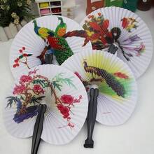 5/10pcs Exquisite Mixed Style Paper Folding Fans, Cute Ancient Style Portable Folding Fan Props - Multicolor - View 2
