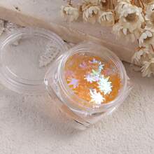 Laser Holographic Iridescent Maple Leaf Nail Sequins, Autumn Maple Leaf Nail Glitter Flakes, Colorful Fall Leaf Confetti Nail Art Decorations, Thanksgiving Autumn Theme Nail Charms DIY Manicure Supplies For Nail Salon & Beginners - Multicolor - View 7