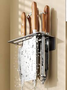 Wall-Mounted Knife Rack, Organizes Various Kitchen Knives Neatly, Suitable For Cleaver, Fruit Knife And Kitchen Scissors, Perfect For Small Apartment Kitchens, Meal Prep Areas, Camping Trailers And Under-Cabinet Storage Space - Multicolor - View 7