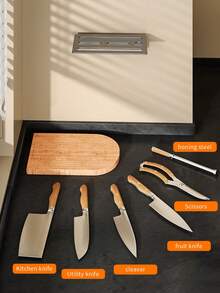 Wall-Mounted Knife Rack, Organizes Various Kitchen Knives Neatly, Suitable For Cleaver, Fruit Knife And Kitchen Scissors, Perfect For Small Apartment Kitchens, Meal Prep Areas, Camping Trailers And Under-Cabinet Storage Space - Multicolor - View 4
