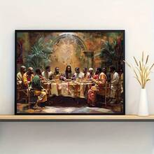 [Elegant Black Last Supper Art]1pc Elegant Black Last Supper Canvas Wall Art - High-Quality Print, Pine Wood Frame, Ready To Hang - Perfect For Living Room, Dining Room Or Classroom Decor - Multicolor - View 10