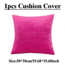 1/4pcs Solid Color Velvet Dyeing Printed Pillow Cover(Pillow Insert Not Included) - Hot Pink - View 8