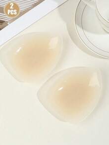 1 Pair Ultra-Thin Solid Color Silicone Breast Lift Tape, Invisible Seamless Water Drop Shaped Breast Pads - Multicolor - View 10