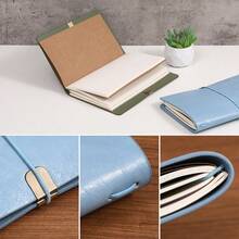 A6 PU Leather Budget Binder Notebook, 3‑Set Inner Pages Total 200 Pages Refillable Loose‑Leaf Travel Journal, Elastic Band Closure, Multi‑Color Portable Work‑Study Daily Planner - Multicolor - View 5
