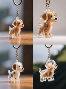 MESHUOKAI 1/2/4/5pcs Transparent Pet Hair Keepsake Keychain, Dog Hair Memorial Keychain, Suitable For Golden Retriever, Schnauzer, Holiday Graduation Mother's Day Gift - Multicolor - View 6