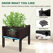 1-Tier/2-Tier/4-Tier Square Plastic Planter Box For Home Balcony, Raised Garden Bed Nursery Pot, Vegetable Planting Box, Tall Legs, Extra Large & Thick, Outdoor Garden Flower And Vegetable Planter - A - View 9