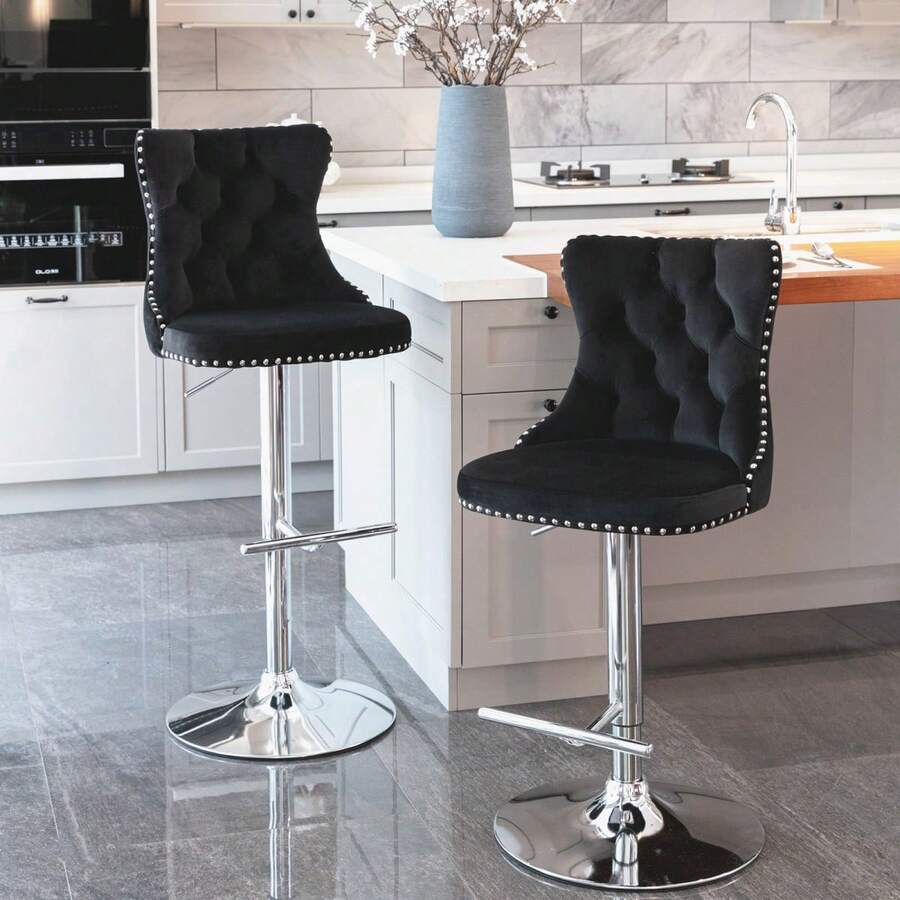 Barstools - Black + Velvet + Foam - View 1