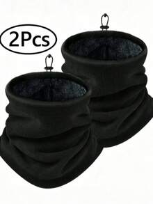 2pcs Unisex Winter Fleece Neck Warmer, Warm & Cold-Proof Scarf, Windproof Face Mask For Severe Weather, Tubular Scarf With Adjustable Drawstring, Suitable For Skiing, Cycling, Hiking And Other Outdoor Sports - Multicolor - View 3