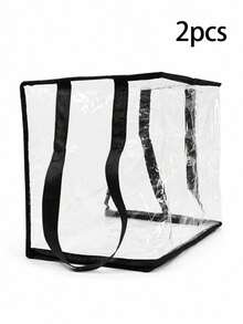1/2/3/4 pezzi Borse di stoccaggio pieghevoli trasparenti e impermeabili anti-polvere per la camera del bambino, Scatole di stoccaggio per forniture e giocattoli per bambini con coperchio a ribalta, Borse di stoccaggio pieghevoli trasparenti anti-polvere da scrivania - nero - Visualizzare 10