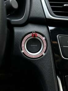Anillo decorativo de arranque de un toque para coche con diseño de mariquita, decoración interior con incrustaciones de strass, pegatina decorativa universal para botón de interruptor de encendido - A - Ver 8