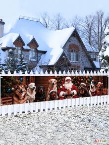 1pc Christmas Banner With Santa Claus And Dogs Pattern, Merry Christmas Decorative Banner, 200*40cm Polyester Christmas Hanging Front Door Banner, Welcome Porch Sign, Merry Christmas Decoration, Xmas Decoration, Christmas Decoration, Holiday Party Decoration, Garden Yard Holiday Fence Decoration, Christmas Photo Booth Backdrop Decoration, Winter Home Decor, Indoor Outdoor Decoration, New Year Decoration - Christmas a - View 11