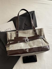 Casual Vintage Large Capacity Women's 2026 New Commuter Versatile Shoulder Underarm Bag Fashion Tote Handbag - Khaki - View 9