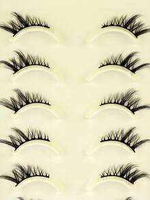 MAANGE 10 Pairs CC Curl Half-Length Criss-Cross False Eyelashes, Lightweight Stem, Soft Cat Eye Style, 3D Natural Voluminous False Eyelashes, Suitable For Daily Makeup - Multicolor - View 9