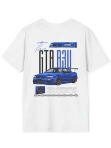 Camiseta de Carreras GTR BNR32, Camiseta para Entusiastas de Autos JDM, Camiseta Vintage de Deportes de Motor, Camiseta Unisex de Verano para Hombre Estilo Y2K Streetwear - Blanco - Ver 3