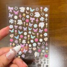 1pc Macaron Color Doodle Sticker, Flower, Star, Butterfly Pattern, Suitable For Camera, Notebook, Earphone Case, DIY Decoration, Waterproof, Self-Adhesive, Easy To Apply, No Residue - Rectangle - View 5