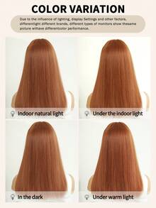20-Inch Medium-Length Orange Wig Synthetic Straight Wig With Bangs, High Density Heat-Resistant Fiber Natural Fluffy Wigs For Women Daily Party Wear, Halloween Cosplay Use - 橘色 - 查看 7