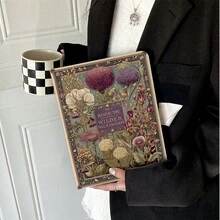 1件復古野花書本風平板保護殼，復古植物花卉藝術印花平板殼附筆槽，相容 iPad 10代 10.9吋 2022 智慧保護殼/Air 13(M3 2025)/11(A16 2025)/Galaxy Tab S10+/S9/A9，相容 Oppo Pad、 Matepad、Vivo Pad、Honor Pad、Xiaoxin Pad - 彩色 - 查看 3