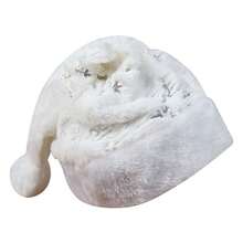 1pc/White Plush Snowflake Christmas Hat, Thick & Soft Holiday Party Costume Headpiece - White - View 1
