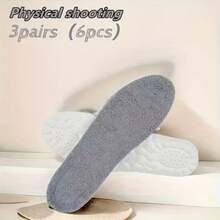 6pcs (3pairs) Winter Thickened Insoles: Soft And Thick, Enhanced Warmth. Perfect For Outdoor Work And Indoor Leisure, Suitable For All Types Of Shoes. - Grey - View 9